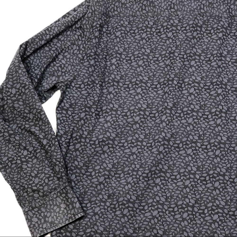 Pronto Uomo Blue Black Print Oxford Shirt size 2XT - Picture 7 of 10